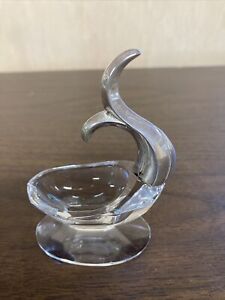 Antique 835 Marked Silver And Cut Glass Whale Tail Form Master Salt Cellar