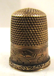 Antique 10 Kt Gold Ornate Engraved Size 6 Sewing Thimble Great Condition 