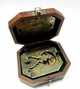 5 Nautical Antique Gilbert Sons London Pendulum Sundial Compass With Box
