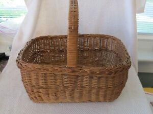 Vintage Woven Gathering To Market Basket With Handle 12 Long Well Made