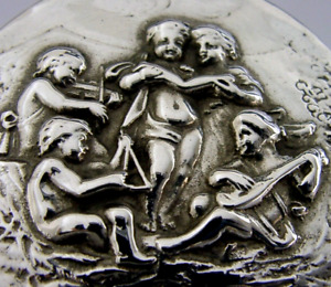 Beautiful 72g Antique 800 Solid Silver Musical Cherubs Box C1900 Germany