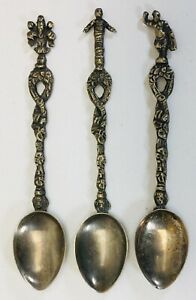 Vintage Ornate Figural Spoons Italy Set Of Three