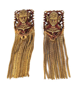 Pair Antique Victorian Egyptian Head Tassels Clothing Adornment Embellishments