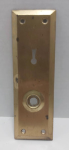 Vintage Antique Brass Door Handle Plate Skeleton Key Slot 4 Screw Installation