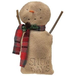 New Primitive Snowman Doll Snow Days Christmas 4 Wx10 T Tea Stained Winter Craft