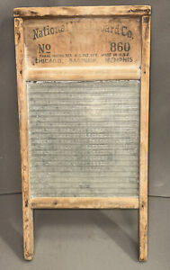 National Washboard Co Manual Ribbed Glass Wood No 860 Clean As Found Used