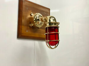 Antique Style New Brass Wall Swan Sconce Red Glass Nautical Light Junction Box