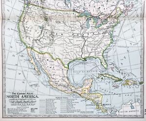 1897 North America Map Original United States Mexico West Indies Steamship Route