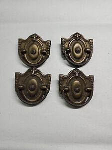 Antique Brass Drop Bail Drawer Pulls Set Of 4 Excellent Condition