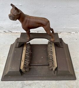 Antique Boxer Dog Cast Iron Brush Boot Scraper 5800