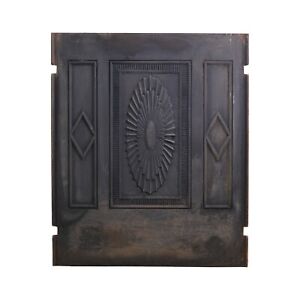 Antique Federal Painted Black Cast Iron Fireplace Insert