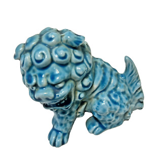 Vintage Celadon Turquoise Aqua Foo Chinese Guard Dog Figurine 3 X 4 