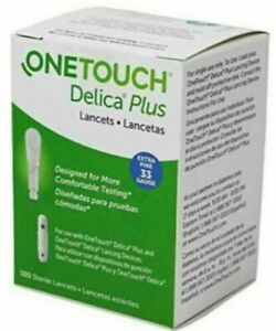 Onetouch Delica Extra Fine 33 Gauge Lancets 100 Count Exp 12 2027