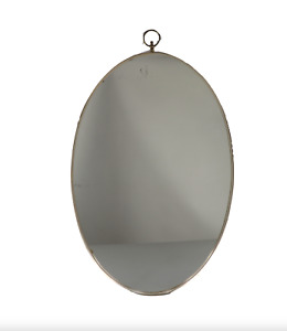 Vtg 70s Mid Century Modern Mcm Hanging Oval Wall Bathroom Mirror Rose Gold Usa