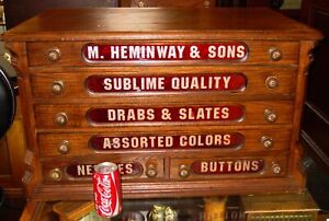 Six Drawer Oak Heminway Spool Thread Cabinet 16114