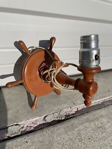 Vintage Ship Wheel Nautical Boat Electric Sconce Wall Light Plug In Blh