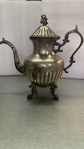 Silver On Copper Vintage Ornate Tea Kettle