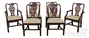 L57104ec Set Of 6 Baker Chippendale Mahogany Dining Room Chairs