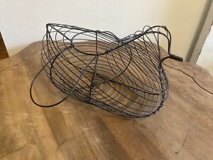 Primitive Americana Folk Art Wire Gathering Basket Chicken Hen Primitive