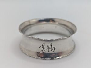 Antique English Sterling Silver Napkin Ring Jm Initials Engraving Dated 1895
