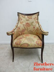Antique Fireside Living Room Arm Chair Federal Style Lincoln Drape A