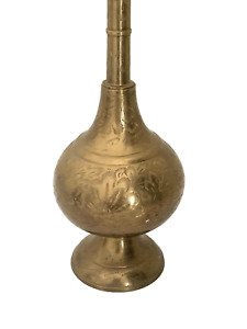 Antique Islamic Brass Perfume Censer Fragrance Bottle Flask 14 X3 75 