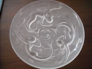 Large 3 Mermaid Bowl Frosted Glass Centerpiece 13 1 2 Inches Wide