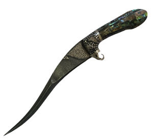 Indo Persian Damascus Steel Knife Dagger With Leather Sheath