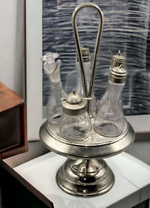 Vintage Victorian Pairpoint Mfg Co Silverplate Table Castor Cruet Glass Set