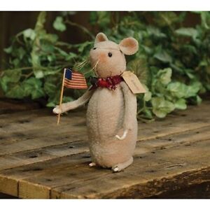 New Primitive Liberty Mouse Rustic Fabric Cloth 6 Tx 4 5 Wx 2 5 D Americana Flag