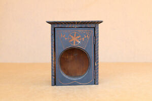 Antique Primitive Wooden Wood Box Chest Case Alarm Clock Signed Rustic 1920 S