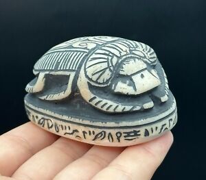 Beautiful Authentic Ancient Egyptian Faience Scarab Seal Amulet Hyksos
