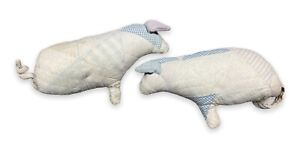 2 Cutter Quilt Pig Accent Pillow Hand Sewn Upcycle Primitive 16 