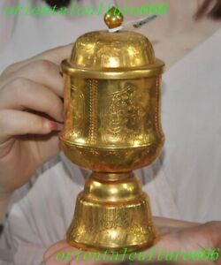 6 8 China Bronze Gilt Ancient People Portrait Art Sculpture Goblet Wineglass Cup