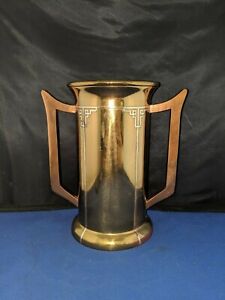 Heintz Arts Crafts Silver Copper Trophy Vase W Florissante Coin Approx 8 25 H