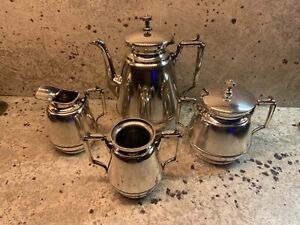 Antique Rogers Smith Co Quadruple Meriden Ct Silver Plate Tea Set No 1800
