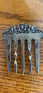 Sterling Silver Hair Comb Antique