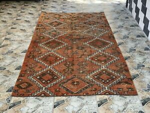 Vintage Turkish Rug Tribal Handmade Wool Farmhouse Antique Carpet 4 X 8 Ft