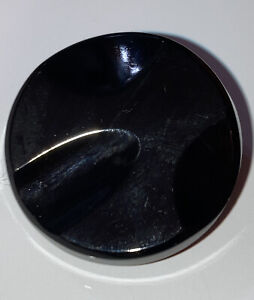 Antique Jet Black Glass Button Large Abstract Metal Shank 7 8 
