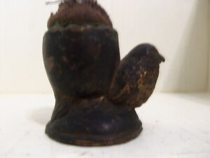 Antique Metal Chick W Egg Sewing Pin Cushion