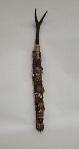 African Knife Dagger With Wooden Sheath W Teeth Beads Seems Antique 