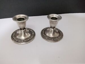 Vintage 1950s 2pc Newport Gorham Sterling Silver 11213 Weighted Candle Holders