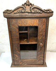  Antique Tiger Oak Wooden Wood Medicine Cabinet Chest Old Pharmacy Vtg Bathroom 