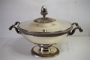Antique Silver Plate Copper Covered Oval Soup Tureen Hallmark C Balaine French