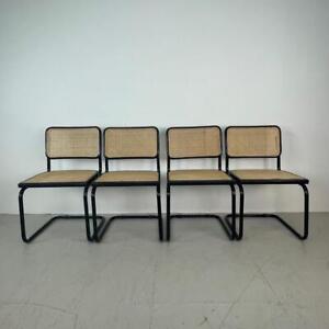 Set Of 4 Vintage Black Cantilever Dining Chairs Cesca After Marcel Breuer 3994