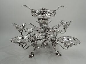 Victorian Epergne Antique Neoclassical Centerpiece English Sterling Silver 1895