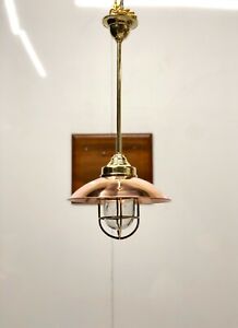 Mid Century Marine Solid Brass Chandelier Wall Light With Copper Shade Set Of 5