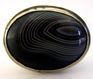 Beautiful Hand Made English Solid Sterling Silver Agate Desk Trinket Box 1982