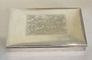 Cartier One Of A Kind Sterling Silver Antique Etched Palm Beach Cigarette Box