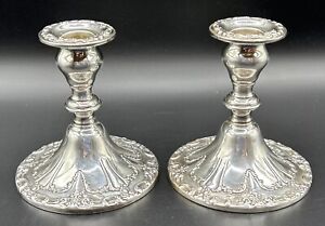 Chantilly By Gorham Sterling Silver Pair Of Candlesticks 750 Vintage Beautiful 
